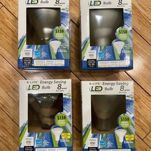 Lot of (4) K-Lite Energy Saving 8 Watt LED Light Bulbs NEW energy saving lumens